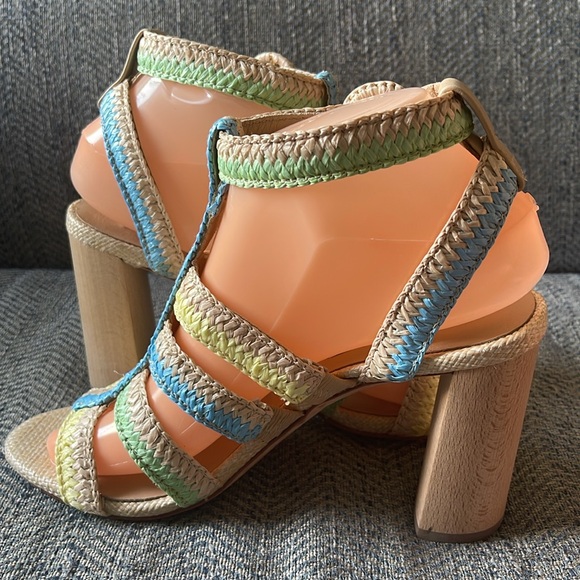 Antonio Melani Raffia Ankle Strap Block Heels Sandals Size: 7.5M - Picture 9 of 16